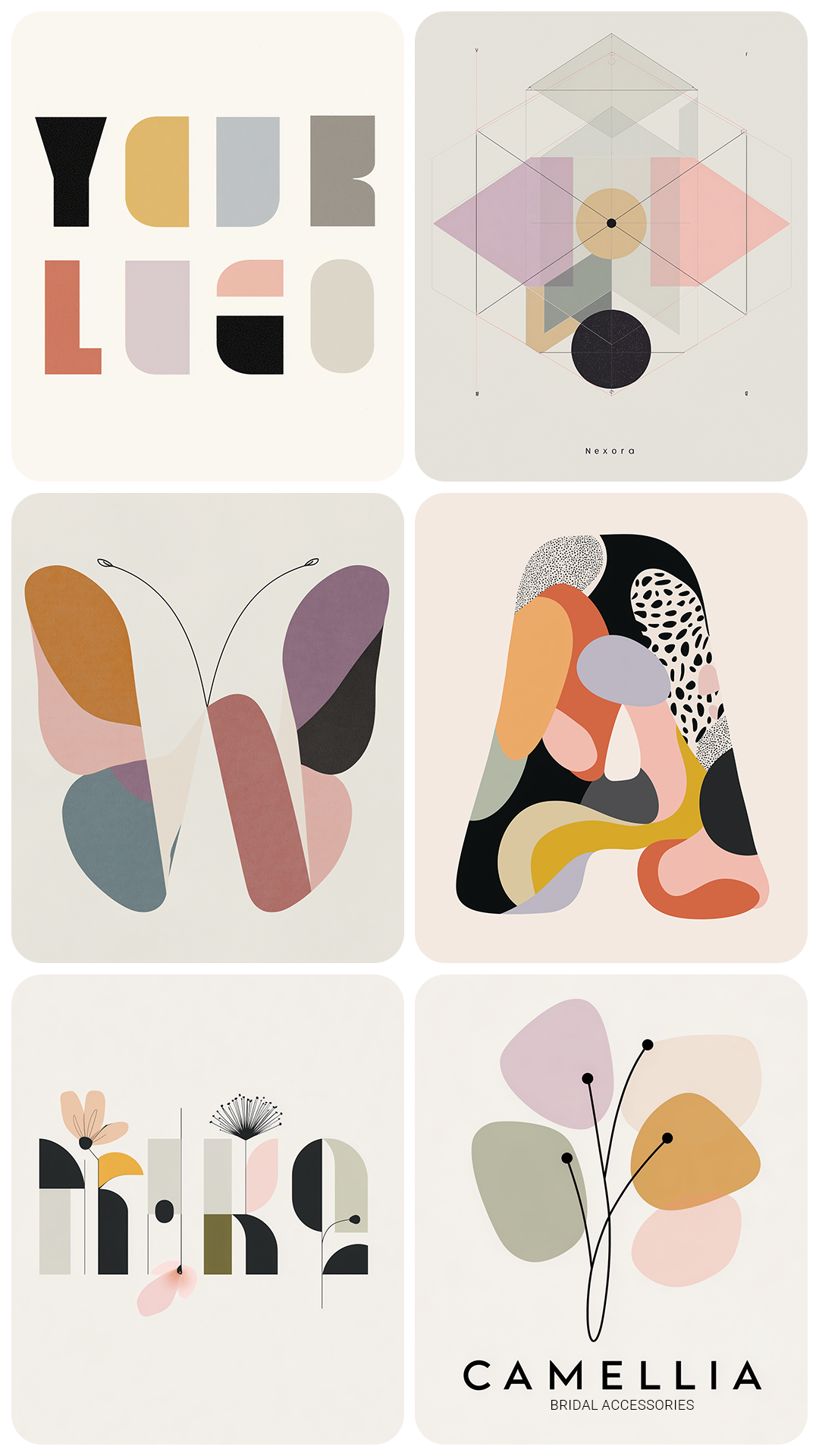 Professional branding package with visual identity elements, logo variations, and design strategy